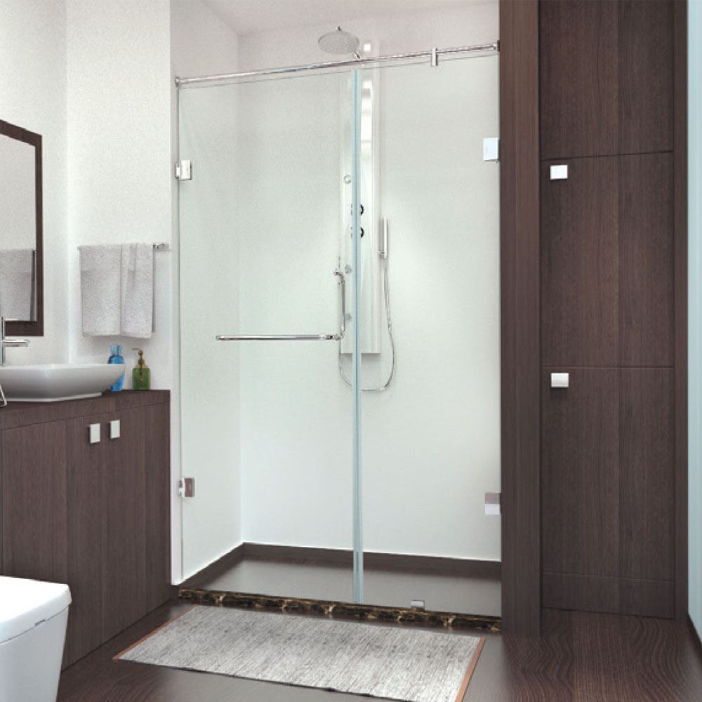 Half Fixed Glass Partition With Door 1820W Bathroom Glass Partition